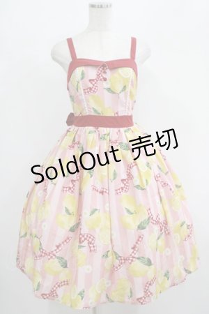 画像: axes femme kawaii / ストライプレモン柄ジャンスカ M ピンク H-25-07-19-1013-AX-OP-NS-ZH