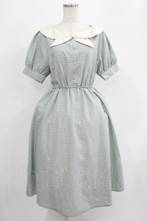 画像: Fi.n.t / バックルタイ使いチェック柄ワンピース Free GREEN×WH H-25-07-19-1020-CA-OP-NS-ZH