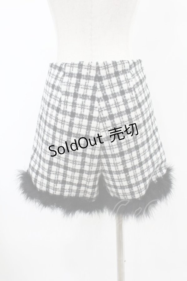 画像2: epine / check tweed fur short pants M black H-25-07-19-016-0-PA-NS-ZH (2)
