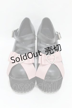 画像: Ank Rouge / ハートリボン厚底シューズ M ブラック H-25-07-19-002-CA-SH-NS-ZH