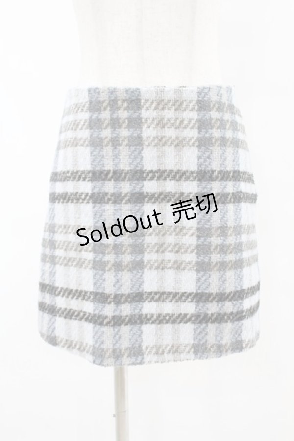 画像1: epine / tweed check mini skirt M ice blue H-25-07-19-036-0-SK-NS-ZH (1)