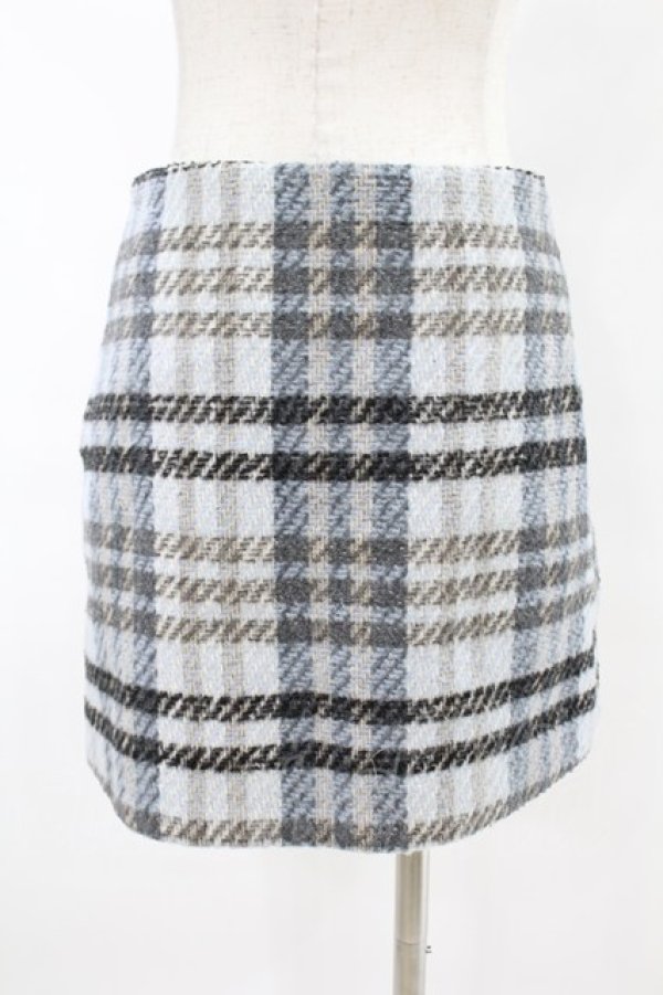 画像2: epine / tweed check mini skirt M ice blue H-25-07-19-036-0-SK-NS-ZT446 (2)