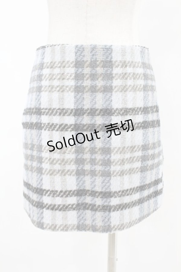 画像2: epine / tweed check mini skirt M ice blue H-25-07-19-036-0-SK-NS-ZH (2)