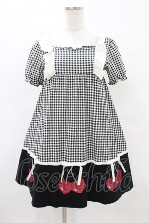 画像: Candy Stripper / GINGHAM CHERRY ONE-PIECE 2 ブラック H-25-07-20-032-PU-OP-KB-ZH