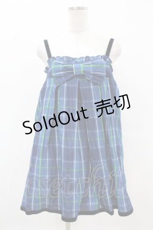画像: Emily Temple cute / チェックリボンノースリーブワンピース  ブルー H-26-02-05-023-ET-OP-KB-ZH
