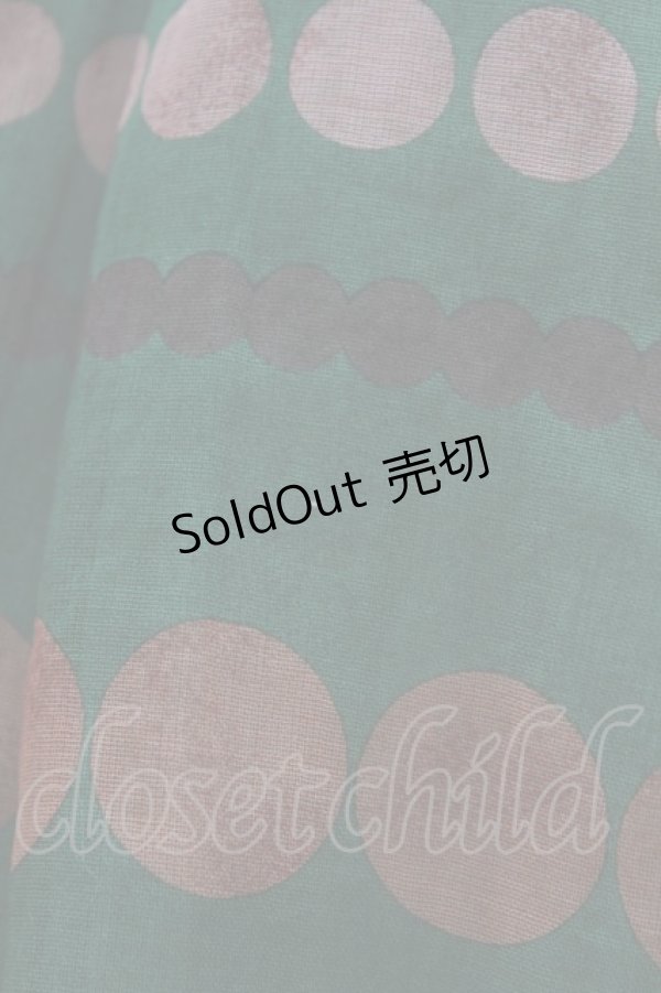 画像3: Jane Marple Dans Le Salon / ドットボーダーギャザースカート  グリーン H-25-07-20-040-JM-SK-KB-ZH (3)