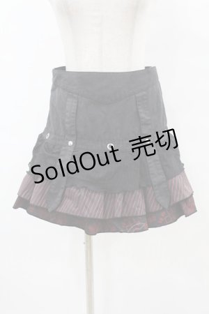 画像: H jelly / プリントフリルスカート  黒×赤 H-25-07-20-043-HN-SK-KB-ZH