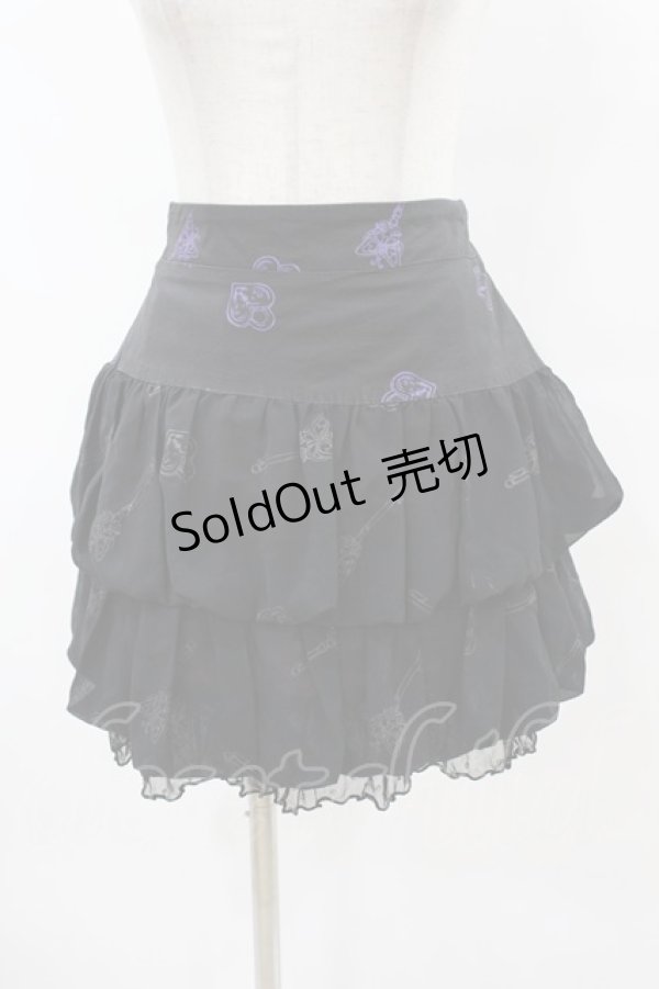 画像1: h.Jelly HONEY / Keyプリントバルーンスカート  黒 H-25-07-20-044-HN-SK-KB-ZH (1)
