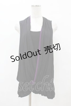 画像: h.NAOTO / Sixh.×HONEYレイヤード風チュニックトップス  黒 H-25-07-20-047-HN-TO-KB-ZH