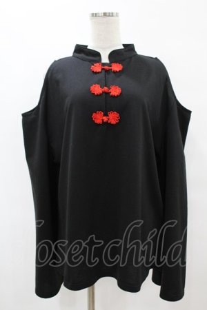画像: ACDC RAG / ネオチャイナオフショルロンT  黒×赤 H-25-07-20-050-PU-TO-KB-ZH