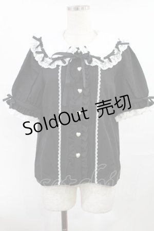 画像: DearMyLove / 丸襟はしごレースロリータブラウス L ブラック H-25-07-20-1013-EL-BL-NS-ZH