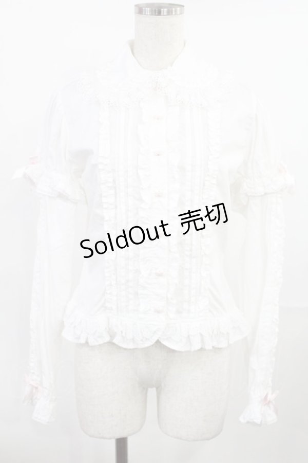 画像1: Angelic Pretty / リボンブローチ付フリルブラウス(2007年) Free オフ/ピンク H-25-07-20-1023-AP-BL-NS-ZH (1)