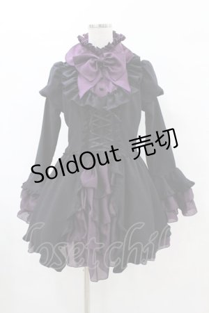 画像: MARBLE / アリス風編み上げドレスワンピース  黒×紫 H-25-07-20-012-GO-OP-KB-ZH