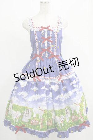 画像: metamorphose / Dreamy Little Farm はしごレースフリルジャンパースカート サイズ1（通常サイズ） ブルー H-25-07-21-003-ME-OP-NS-ZH