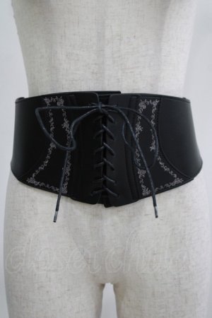 画像: axes femme / 刺繍入りコルセットベルト Free ブラック H-25-07-21-039-AX-ZA-NS-ZH