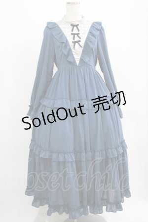 画像: axes femme kawaii / クラシカルフリルロングワンピース M ブルー H-25-07-21-013-AX-OP-NS-ZH