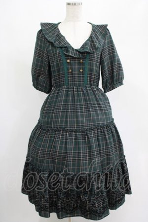 画像: axes femme / ラッフル襟チェックワンピース M グリーン H-25-07-21-018-AX-OP-NS-ZH