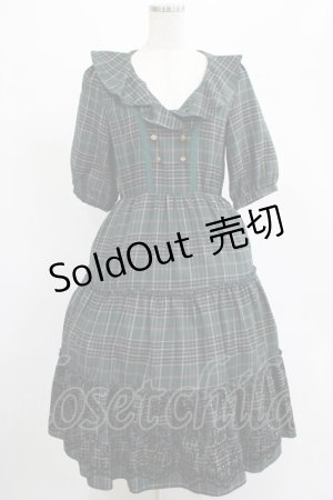 画像: axes femme / ラッフル襟チェックワンピース M グリーン H-25-07-21-018-AX-OP-NS-ZH