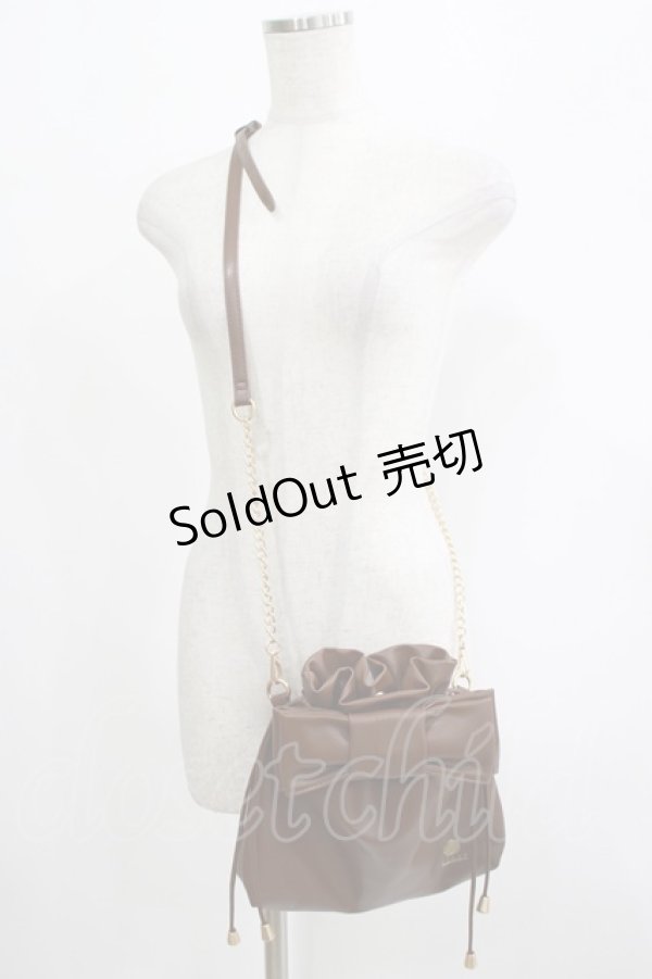 画像1: m petit by misako / NINA'Sコラボ/リボンキンチャクショルダーバッグ  ブラウン H-25-07-22-047-LO-BG-NS-ZH (1)