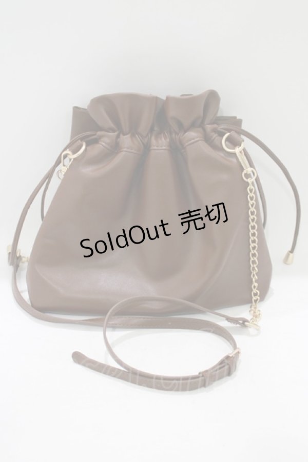 画像3: m petit by misako / NINA'Sコラボ/リボンキンチャクショルダーバッグ  ブラウン H-25-07-22-047-LO-BG-NS-ZH (3)