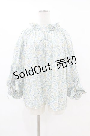 画像: Jane Marple Dans Le Salon / Lawn Liberty Bubble Sleeve Blouse  オフ×ブルー H-25-07-22-1039-JM-BL-KB-ZH