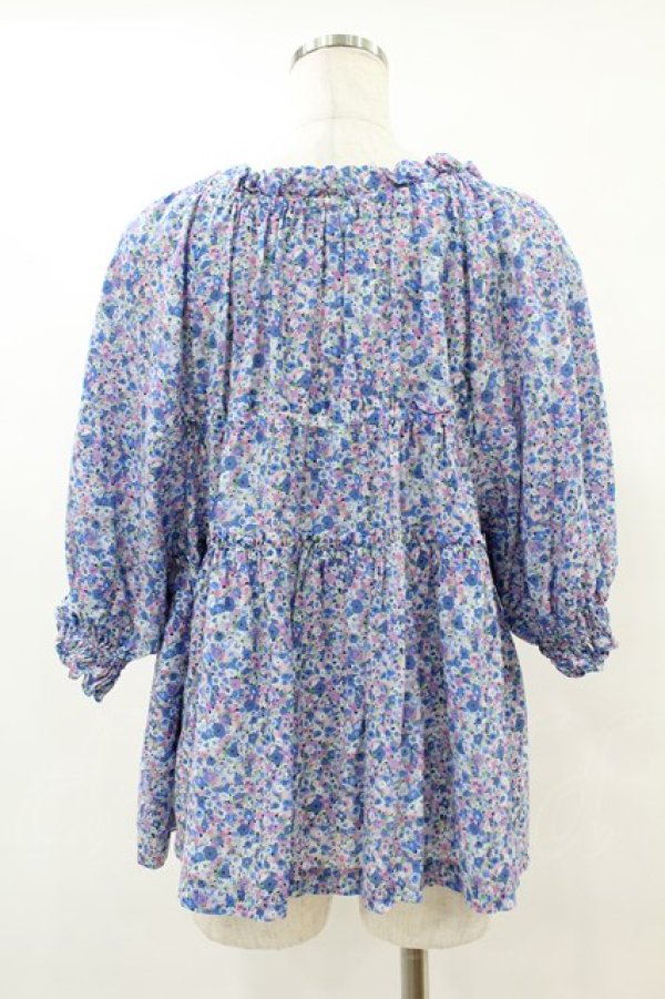 画像2: Jane Marple / Bonjour Millefleursスモックブラウス  ブルー H-25-07-22-1042-JM-BL-KB-ZH (2)