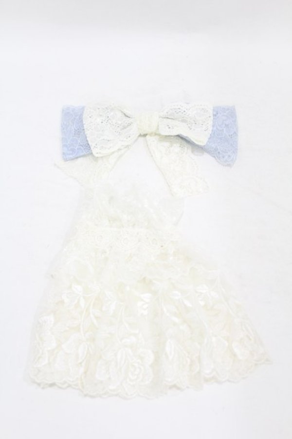 画像2: MR corset / レースリボンカフス  オフ×サックス H-25-07-22-1009-PU-ZA-KB-ZH (2)