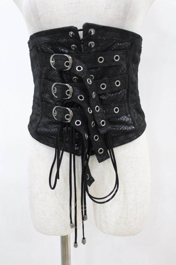 画像1: Qutie Frash / 3連ベルトコルセット  黒 H-25-07-22-1013-QU-ZA-KB-ZH (1)