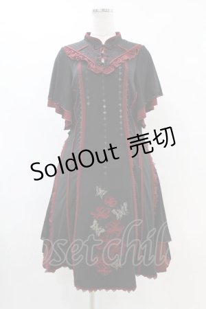 画像: Ozz oneste / チャイナ刺繍ワンピース  黒×赤 H-25-07-22-1031-OO-OP-KB-ZH
