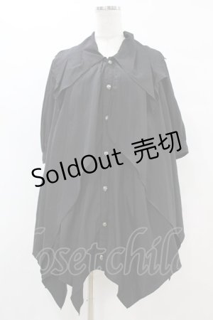 画像: ALGONQUINS / イレギュラーシャツワンピース  黒 H-25-07-22-1032-AL-OP-KB-ZH