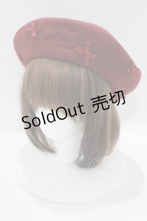 画像: m petit by misako / サンリオキャラクターズコラボ ハローキティ バスクリボンベレー  ワイン H-25-07-22-076-LO-AC-NS-ZH