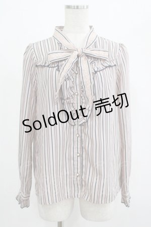画像: axes femme / ストライプリボンブラウス M ピンク H-25-07-22-024-AX-BL-NS-ZH