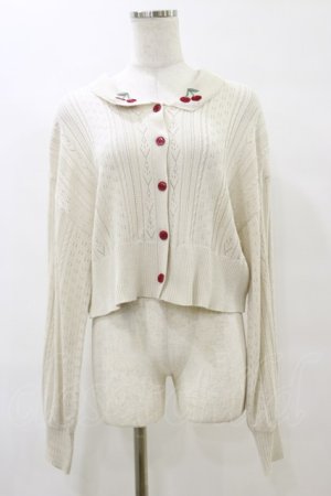 画像: axes femme POETIQUE / チェリー刺繍衿付きニットカーデ M 生成り H-25-07-23-047-AX-TO-NS-ZH