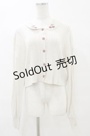 画像: axes femme POETIQUE / チェリー刺繍衿付きニットカーデ M 生成り H-25-07-23-047-AX-TO-NS-ZH