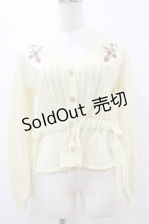画像: axes femme POETIQUE / ストロベリー刺繍ニットカーディガン M イエロー H-25-07-23-051-AX-TO-NS-ZH