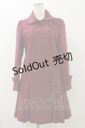 画像: axes femme / 裾プリーツコート M ボルドー H-25-07-23-070-AX-CO-NS-ZT-C001