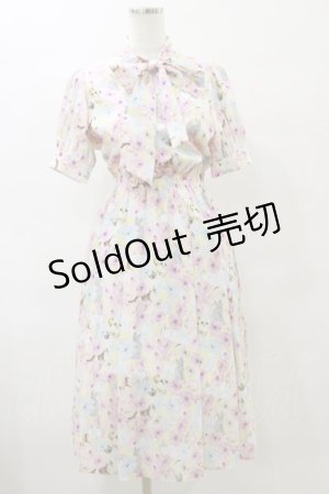 画像: axes femme POETIQUE / フラワーキャットボウタイワンピース M イエロー H-25-07-23-072-AX-OP-NS-ZH