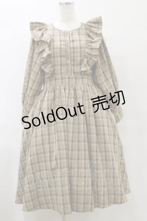 画像: RUBY and YOU / フリルショルダーチェックワンピース M ブラウン H-25-07-23-073-LO-OP-NS-ZH