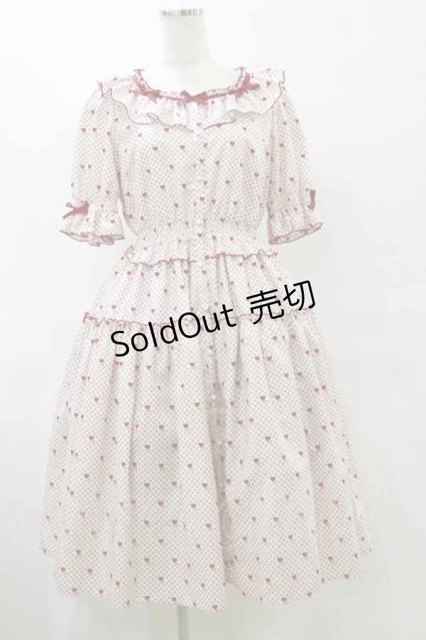画像1: Melody BasKet / Melody BasKet×青木美沙子　Little dot heartワンピース M オフ/レッド H-25-07-23-077-LO-OP-NS-ZH (1)