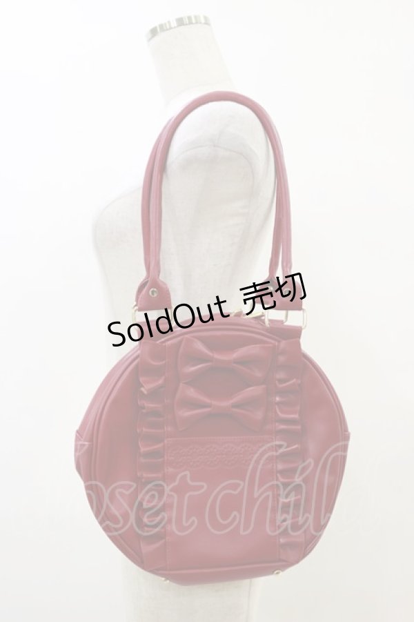 画像1: axes femme kawaii / ツインリボンラウンドバッグ  レッド H-25-07-23-024-AX-BG-NS-ZH (1)