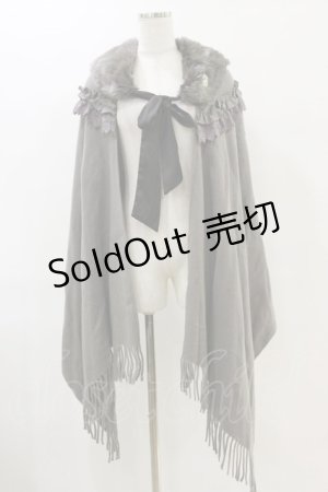 画像: axes femme / ファーティペット付きストール Free グレー H-25-07-23-036-AX-TO-NS-ZH