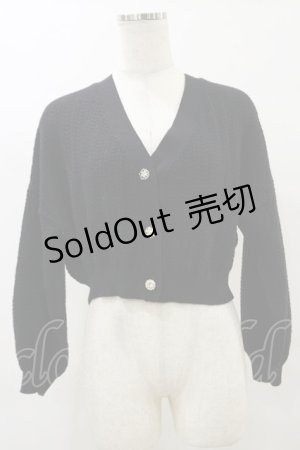 画像: axes femme / バルーン袖ショート丈ニットカーディガン M ブラック H-25-07-23-041-AX-TO-NS-ZH