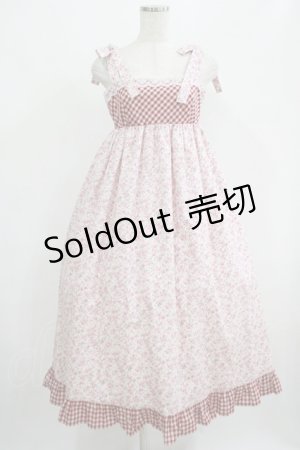 画像: MILK / Luna dress  ピンクフラワー×レッドギンガム H-25-07-24-004-ML-OP-KB-ZH