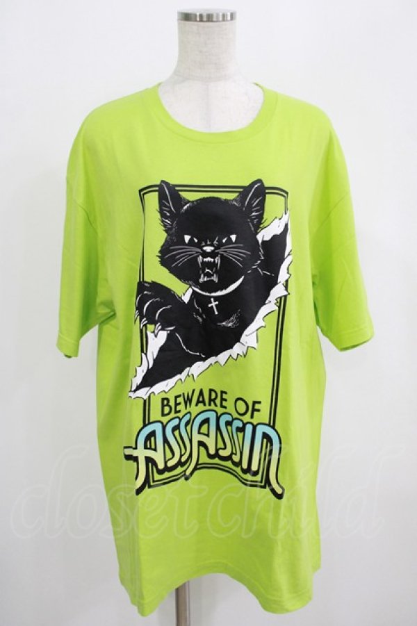 画像1: LISTEN FLAVOR / アサシンキャットビッグTシャツ  ライム H-25-07-24-040-PU-TO-KB-ZT490 (1)