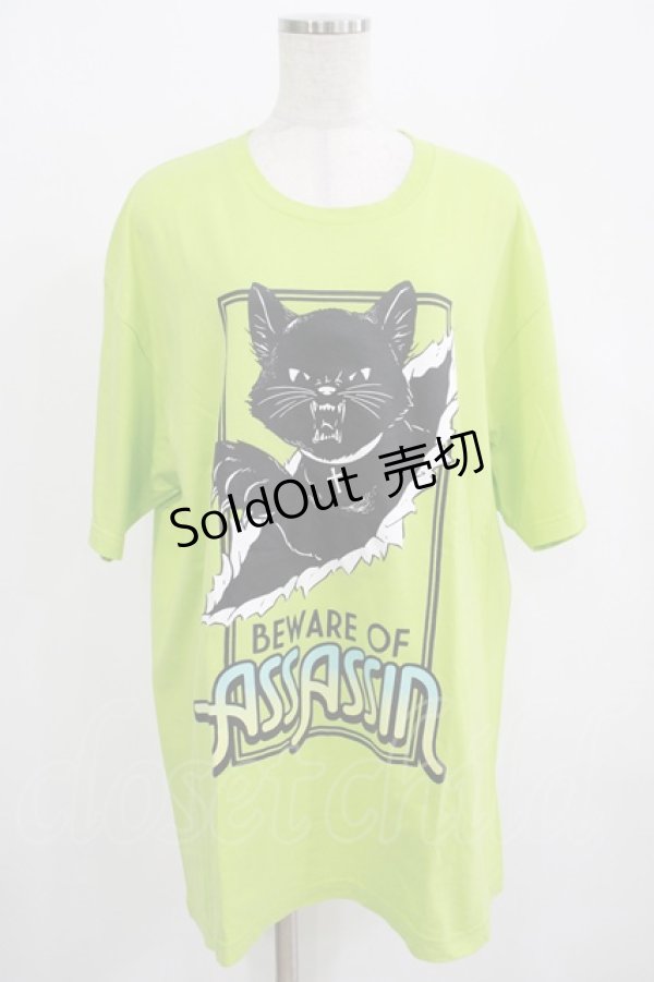 画像1: LISTEN FLAVOR / アサシンキャットビッグTシャツ  ライム H-25-07-24-040-PU-TO-KB-ZT490 (1)