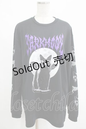 画像: LISTEN FLAVOR / 月夜の黒猫ロンT  黒 H-25-07-24-051-PU-TO-KB-ZH