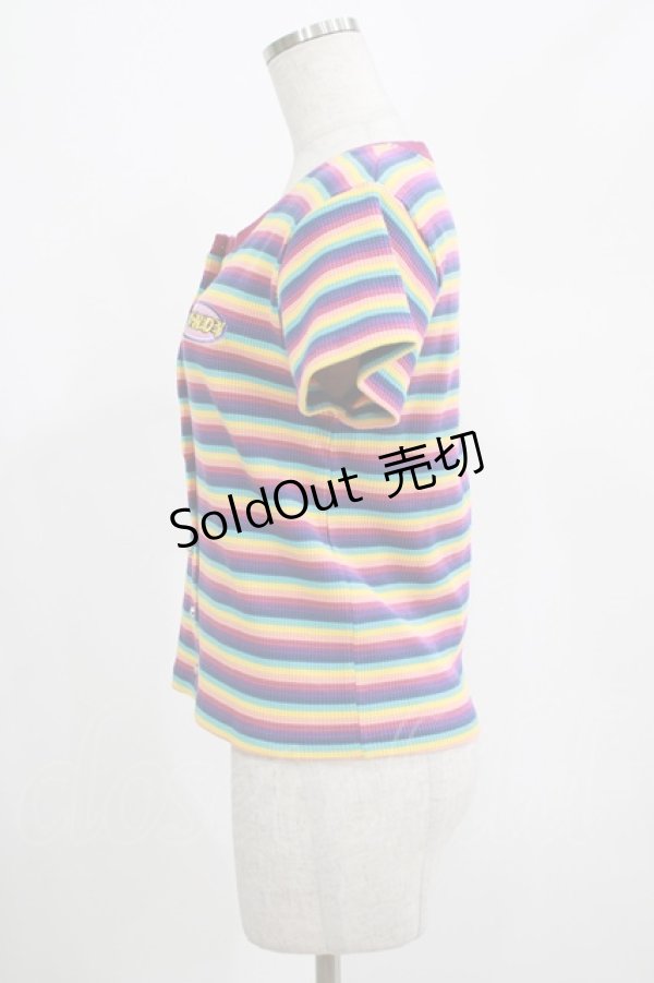 画像2: Candy Stripper / MULTI BORDER MINI CARDIGAN   H-25-07-24-054-PU-TO-KB-ZH (2)
