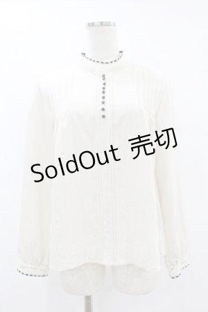 画像: an another angelus / 配色リボンレーススタンドカラーブラウス Free OFF×BK H-25-07-24-1056-CA-BL-NS-ZH