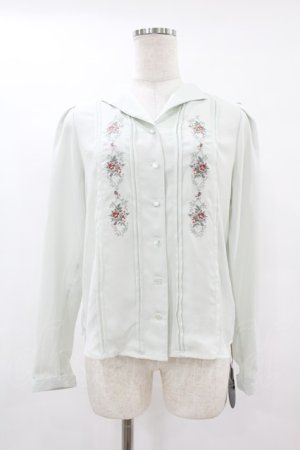 画像: an another angelus / オープンカラーローズ刺繍ブラウス Free MINT H-25-07-24-1060-CA-BL-NS-ZH