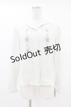 画像: an another angelus / オープンカラーローズ刺繍ブラウス Free MINT H-25-07-24-1060-CA-BL-NS-ZH